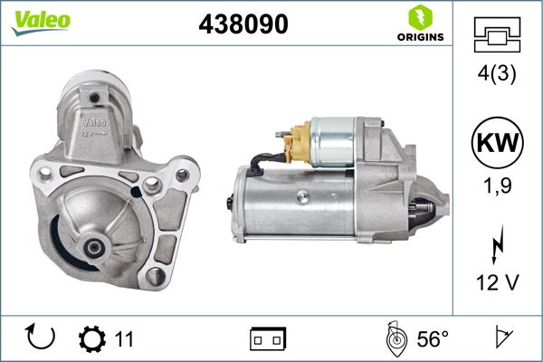 VALEO 438090 Elektrik Sistemi Marş Motoru - RENAULT MEGANE II Station wagon (KM0/1_) uyumlu