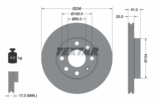 TEXTAR 92029603 Fren Sistemleri Fren Diski - OPEL CORSA A Hatchback (S83) uyumlu