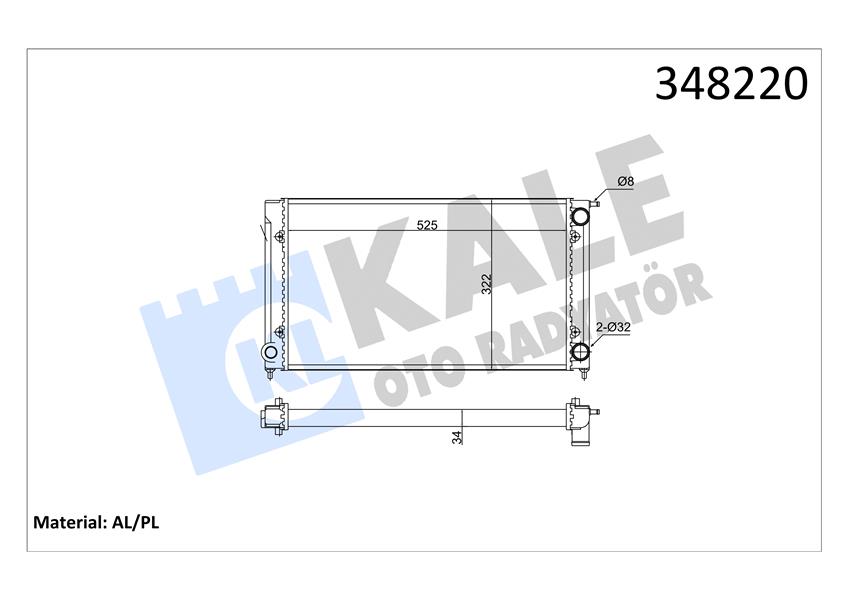KALE OTO RADYATÖR 348220 Soğutma Sistemi Su Soğutucu & Parçaları - VW GOLF I (17) uyumlu