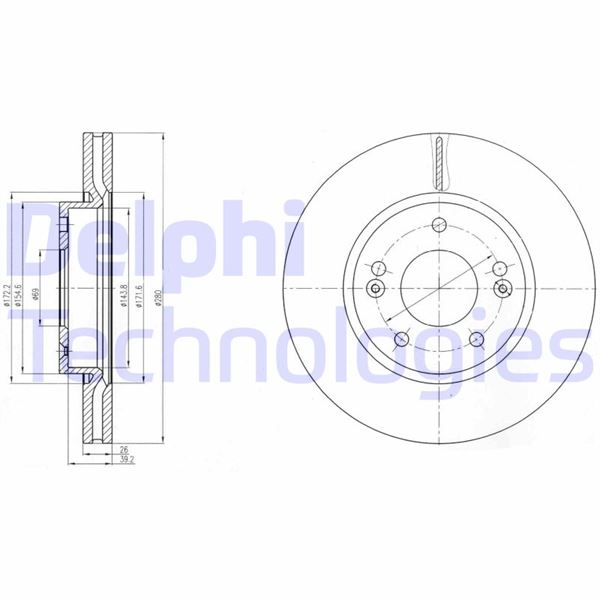 DELPHI BG4281C Fren Sistemleri Fren Diski - HYUNDAI ix20 (JC) uyumlu