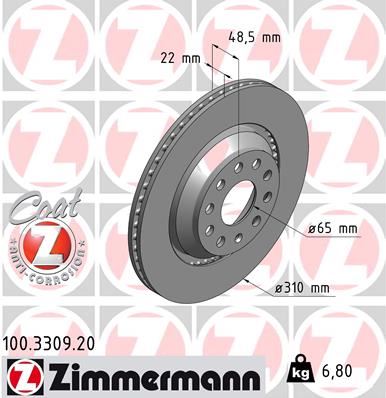 ZIMMERMANN 100.3309.20 Fren Sistemleri Fren Diski - VW PASSAT B7 (362) uyumlu