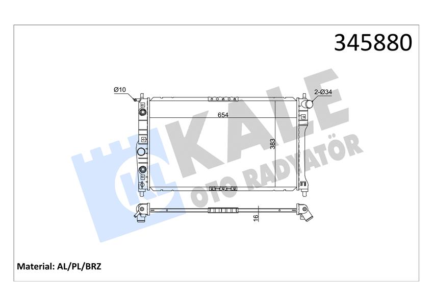 KALE OTO RADYATÖR 345880 Soğutma Sistemi Su Soğutucu & Parçaları - DAEWOO NUBIRA (J100) uyumlu