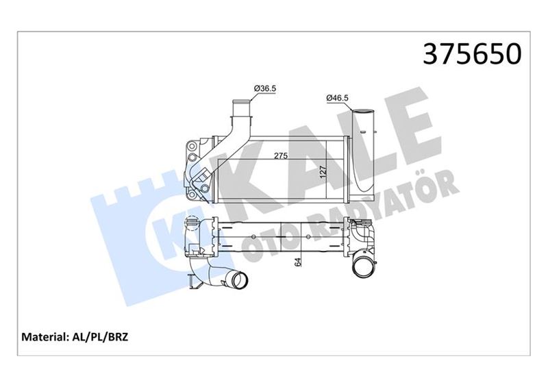 KALE OTO RADYATÖR 375650 Motor Turbo Radyatörü - TOYOTA AURIS (_E15_) uyumlu