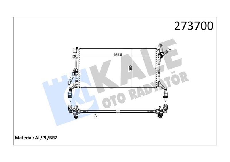 Su Radyatörü - KALE OTO RADYATÖR - 0529311AB Ürün Görseli
