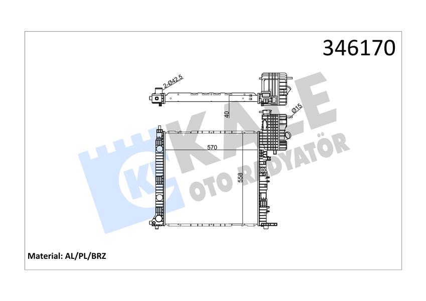 KALE OTO RADYATÖR 346170 Soğutma Sistemi Su Soğutucu & Parçaları - MERCEDES-BENZ VITO Minibüs/Otobüs (W638) uyumlu