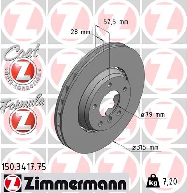 ZIMMERMANN 150.3417.75 Fren Sistemleri Fren Diski - BMW 3 (E36) uyumlu