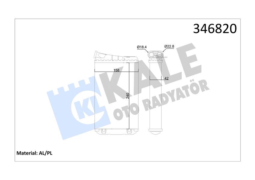 KALE OTO RADYATÖR 346820 İklimlendirme Sistemi İç Mekan Isı Değiştirici - OPEL OMEGA B (V94) uyumlu