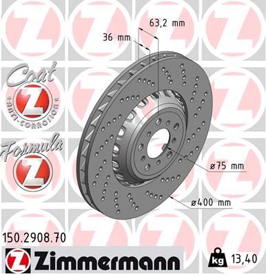 ZIMMERMANN 150.2908.70 Fren Sistemleri Fren Diski - BMW 6 Coupe (F13) uyumlu
