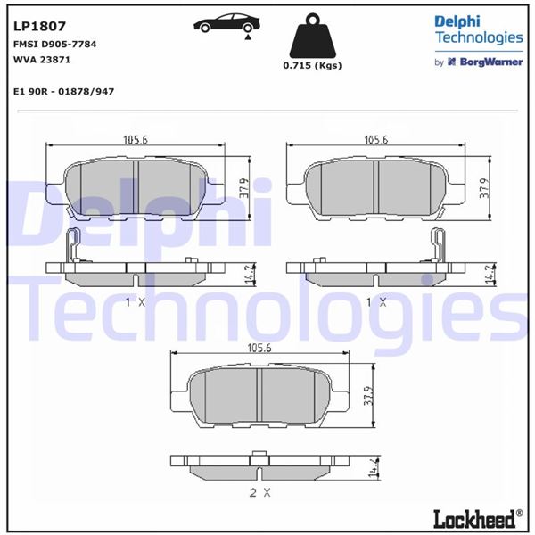 DELPHI LP1807 Fren Sistemleri Fren Balatası - NISSAN X-TRAIL II (T31) uyumlu