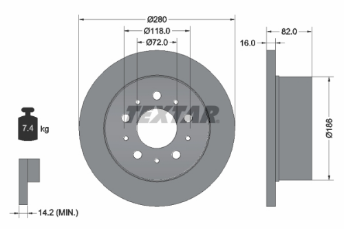 TEXTAR 92157403 Fren Sistemleri Fren Diski - FIAT DUCATO Panelvan/Van (250_) uyumlu