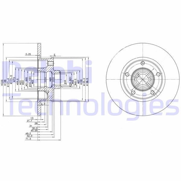 DELPHI BG2714 Fren Sistemleri Fren Diski - VW PASSAT B3/B4 (3A2, 35I) uyumlu