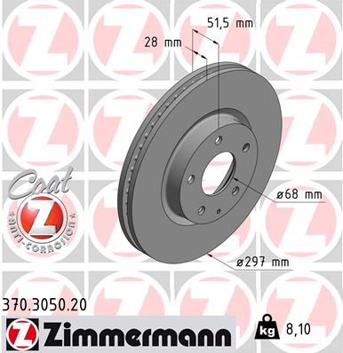 ZIMMERMANN 370.3050.20 Fren Sistemleri Fren Diski - MAZDA CX-5 (KE, GH) uyumlu