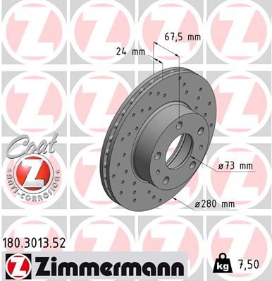 ZIMMERMANN 180.3013.52 Fren Sistemleri Fren Diski - PEUGEOT BOXER Minibüs/Otobüs (230P) uyumlu