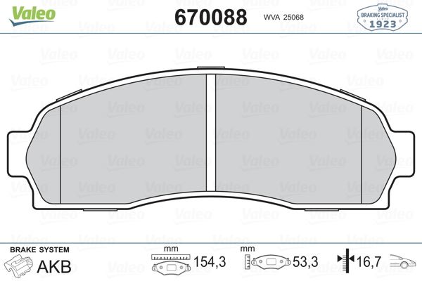 VALEO 670088 Fren Sistemleri Fren Balatası - FORD USA EXPLORER (U2, U_) uyumlu