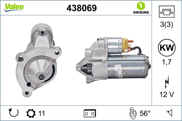 VALEO 438069 Elektrik Sistemi Marş Motoru - CITROËN XM (Y3) uyumlu