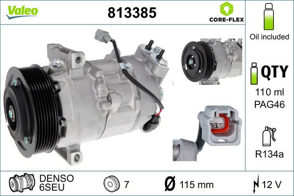 VALEO 813385 İklimlendirme Sistemi Kompresör Parçaları - RENAULT MEGANE III Hatchback (BZ0/1_, B3_) uyumlu