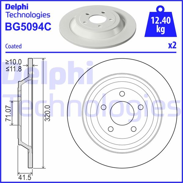 DELPHI BG5094C Fren Sistemleri Fren Diski - FORD USA MUSTANG Coupe uyumlu