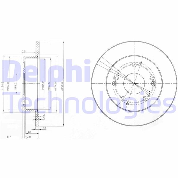 DELPHI BG3746 Fren Sistemleri Fren Diski - HONDA CIVIC VII Hatchback (EU, EP, EV) uyumlu