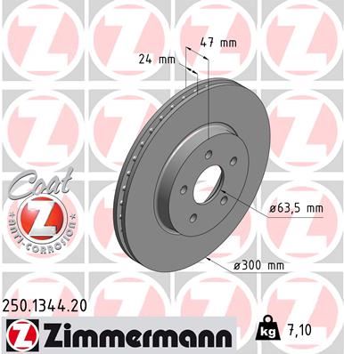 ZIMMERMANN 250.1344.20 Fren Sistemleri Fren Diski - FORD MONDEO III Turnier (BWY) uyumlu
