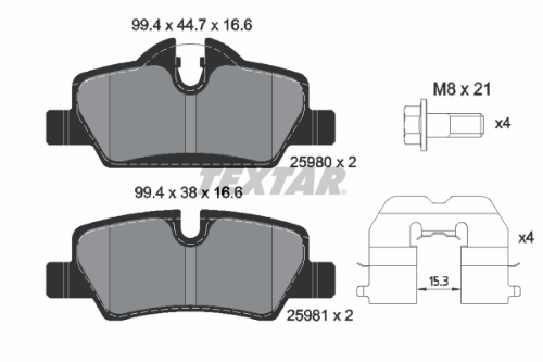 TEXTAR 2598001 Fren Sistemleri Fren Balatası - MINI MINI (F56) uyumlu
