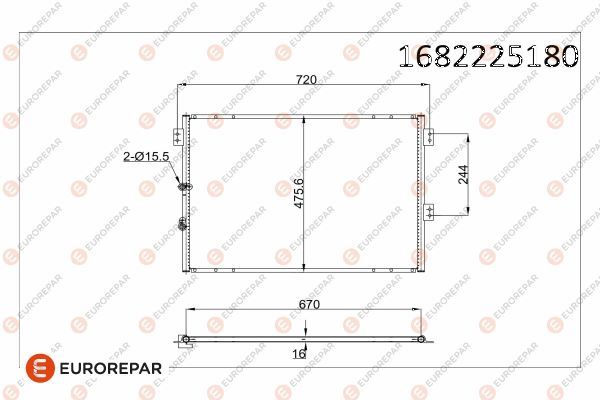EUROREPAR 1682225180 İklimlendirme Sistemi Klima Radyatörü - TOYOTA HIACE IV Minibüs/Otobüs (__H1_, __H2_) uyumlu