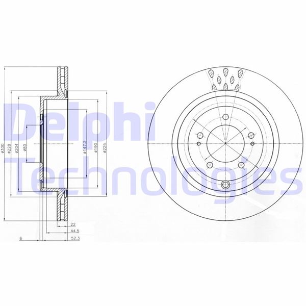 DELPHI BG4204C Fren Sistemleri Fren Diski - MITSUBISHI LANCER VIII (CY_A, CZ_A) uyumlu
