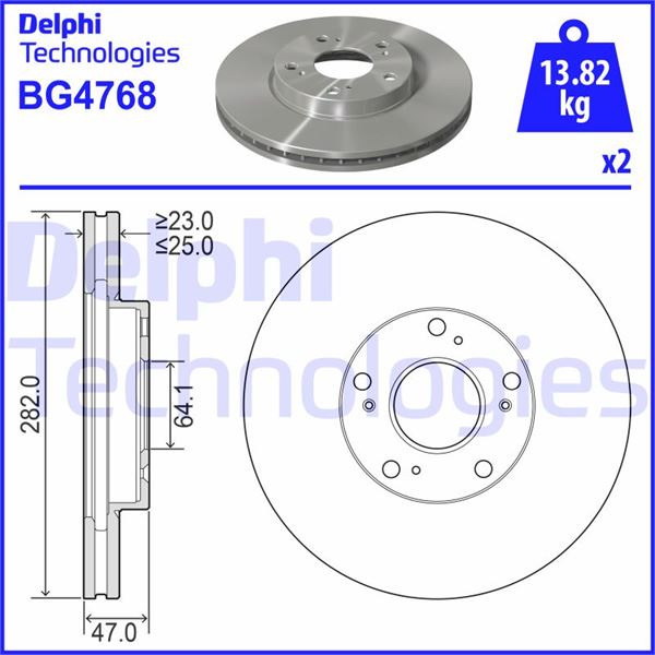 DELPHI BG4768 Fren Sistemleri Fren Diski - HONDA ACCORD VII (CL, CN) uyumlu