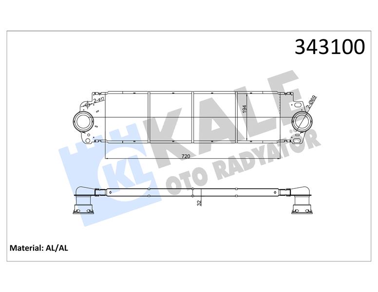 KALE OTO RADYATÖR 343100 Motor Turbo Radyatörü - VW TRANSPORTER T5 Minibüs/Otobüs (7HB, 7HJ, 7EB, 7EJ) uyumlu