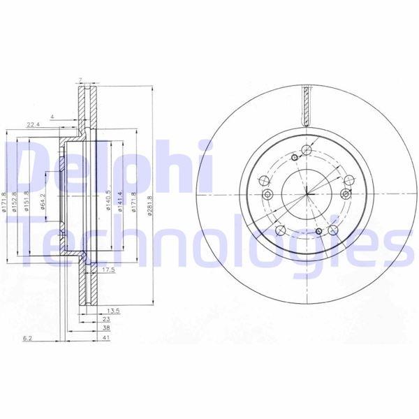 DELPHI BG3980C Fren Sistemleri Fren Diski - HONDA CIVIC IX (FK) uyumlu