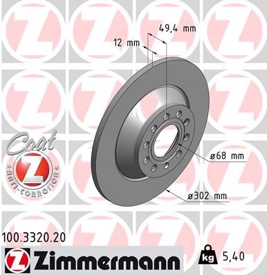 ZIMMERMANN 100.3320.20 Fren Sistemleri Fren Diski - AUDI A6 C6 (4F2) uyumlu