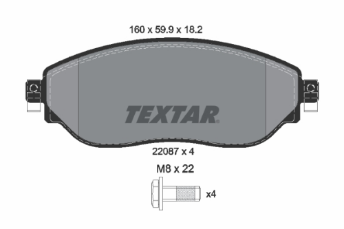 TEXTAR 2208701 Fren Sistemleri Fren Balatası - RENAULT TRAFIC III Panelvan/Van (FG_) uyumlu
