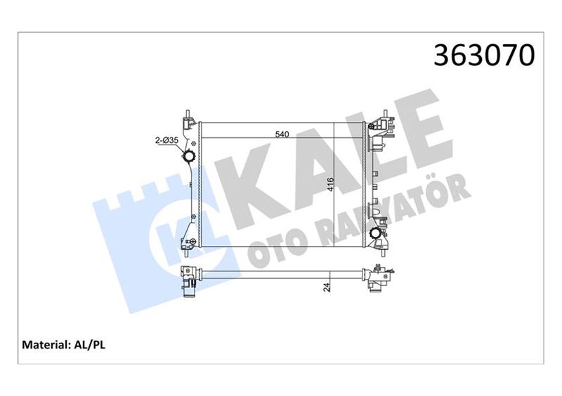 KALE OTO RADYATÖR 363070 Soğutma Sistemi Su Soğutucu & Parçaları - FIAT DOBLO Minibüs/Otobüs (263_) uyumlu