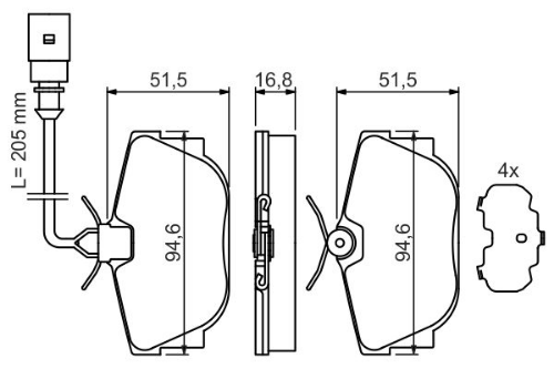 BOSCH 0 986 494 051 Fren Sistemleri Fren Balatası - VW TRANSPORTER T4 Minibüs/Otobüs (70B, 70C, 7DB, 7DK, 70J, 70K, uyumlu