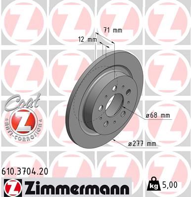 ZIMMERMANN 610.3704.20 Fren Sistemleri Fren Diski - VOLVO S90 I (964) uyumlu