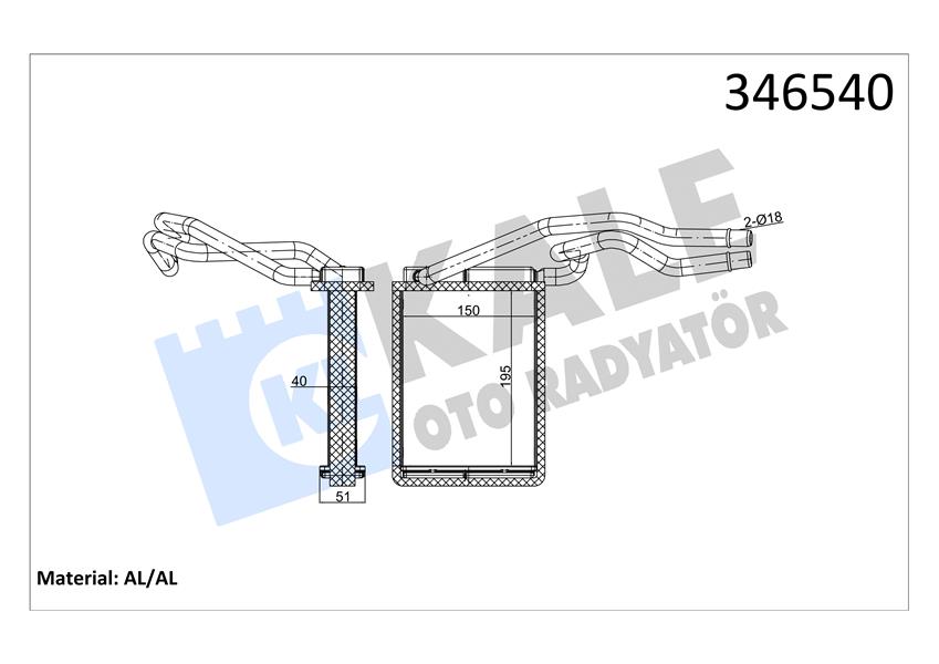 KALE OTO RADYATÖR 346540 İklimlendirme Sistemi İç Mekan Isı Değiştirici - FORD FIESTA V (JH_, JD_) uyumlu