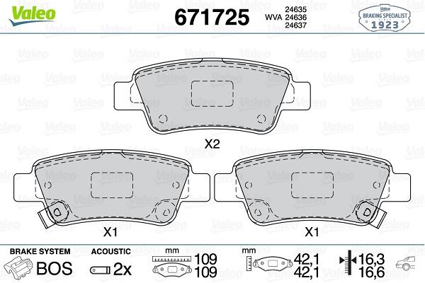 VALEO 671725 Fren Sistemleri Fren Balatası - HONDA CR-V III (RE_) uyumlu