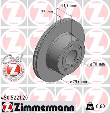 ZIMMERMANN 450.5221.20 Fren Sistemleri Fren Diski - LAND ROVER DISCOVERY II (L318) uyumlu