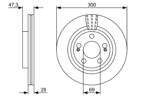 BOSCH 0 986 479 537 Fren Sistemleri Fren Diski - HYUNDAI i30 (GD) uyumlu