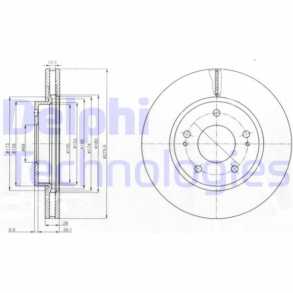 DELPHI BG4147 Fren Sistemleri Fren Diski - MITSUBISHI SPACE RUNNER (N6_W, N7_W) uyumlu