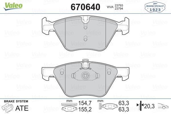 VALEO 670640 Fren Sistemleri Fren Balatası - BMW 3 Touring (E91) uyumlu