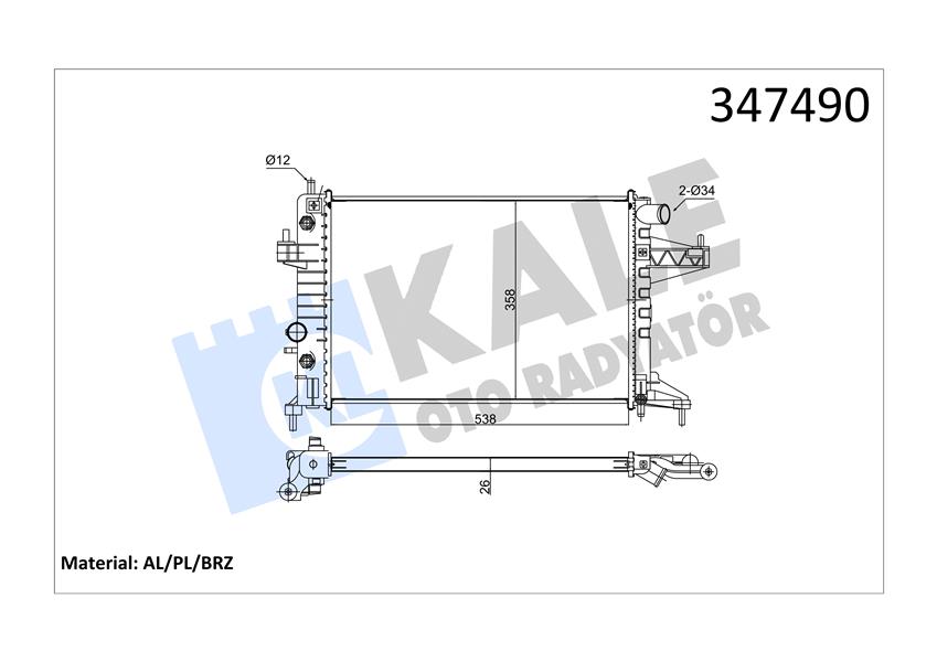 KALE OTO RADYATÖR 347490 Soğutma Sistemi Su Soğutucu & Parçaları - OPEL CORSA C (X01) uyumlu
