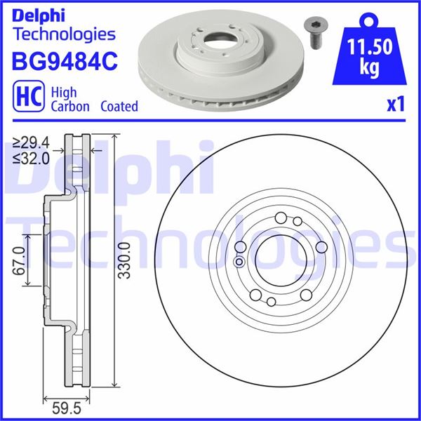 DELPHI BG9484C Fren Sistemleri Fren Diski - MERCEDES-BENZ GLE (V167) uyumlu