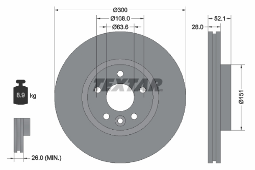 TEXTAR 92196905 Fren Sistemleri Fren Diski - FORD MONDEO IV Turnier (BA7) uyumlu