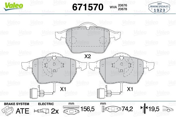 VALEO 671570 Fren Sistemleri Fren Balatası - AUDI 100 C4 Sedan (4A2) uyumlu