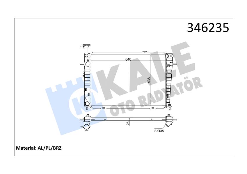 KALE OTO RADYATÖR 346235 Soğutma Sistemi Su Soğutucu & Parçaları - HYUNDAI TUCSON (JM) uyumlu