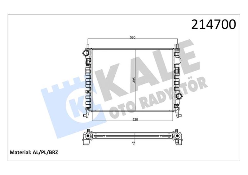 Su Radyatörü - KALE OTO RADYATÖR - 0133302AB Ürün Görseli