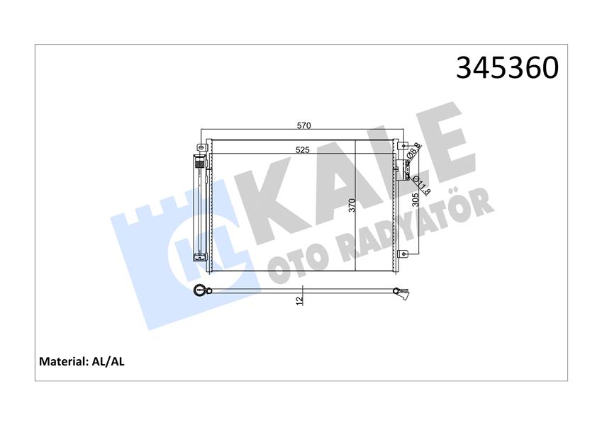 KALE OTO RADYATÖR 345360 İklimlendirme Sistemi Klima Radyatörü - FIAT 500 C (312_) uyumlu