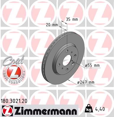 ZIMMERMANN 180.3021.20 Fren Sistemleri Fren Diski - CITROËN C1 (PM_, PN_) uyumlu