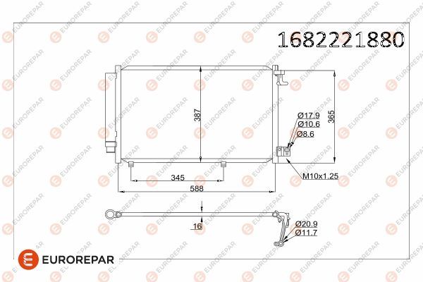 EUROREPAR 1682221880 İklimlendirme Sistemi Klima Radyatörü - FORD FIESTA VI (CB1, CCN) uyumlu