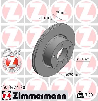 ZIMMERMANN 150.3424.20 Fren Sistemleri Fren Diski - BMW 3 Touring (E91) uyumlu